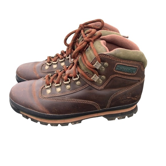 Timberland Womens Euro Hiker 95310 Brown Leather Lace Up Hiking Boots Size 9M - Picture 1 of 11